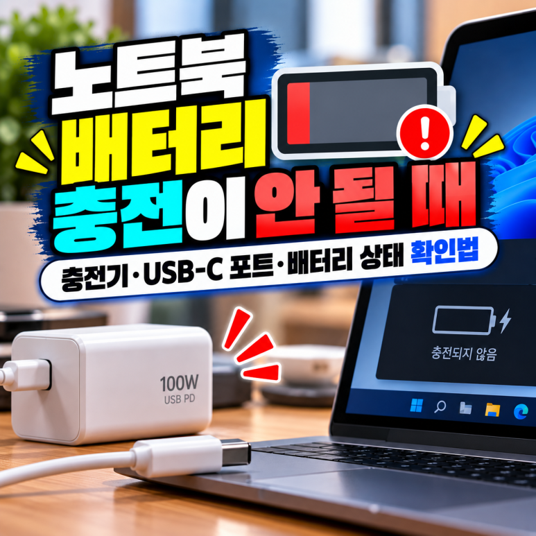 노트북 배터리 충전이 안 될 때|충전기·USB-C 포트·배터리 상태 확인법 관련 이미지