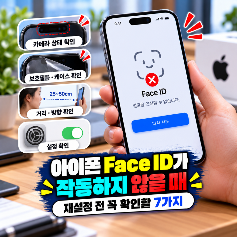 아이폰 Face ID가 작동하지 않을 때|재설정 전 확인할 원인 7가지 관련 이미지