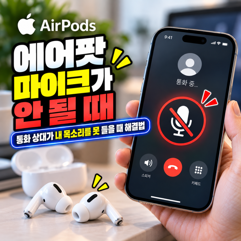 에어팟 마이크가 안 될 때|통화 상대가 내 목소리를 못 들을 때 해결법 관련 이미지
