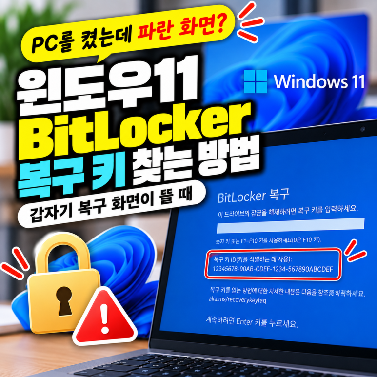 윈도우 11 BitLocker 복구 키 찾는 방법|갑자기 복구 화면이 뜰 때 관련 이미지
