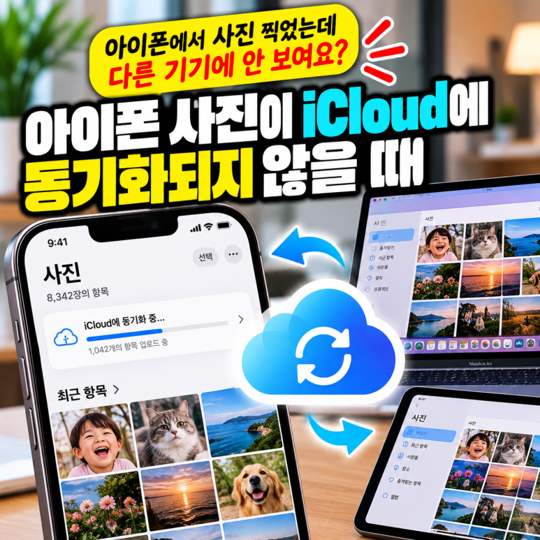 아이폰 사진이 iCloud에 동기화되지 않을 때|저장공간·설정 확인 관련 이미지