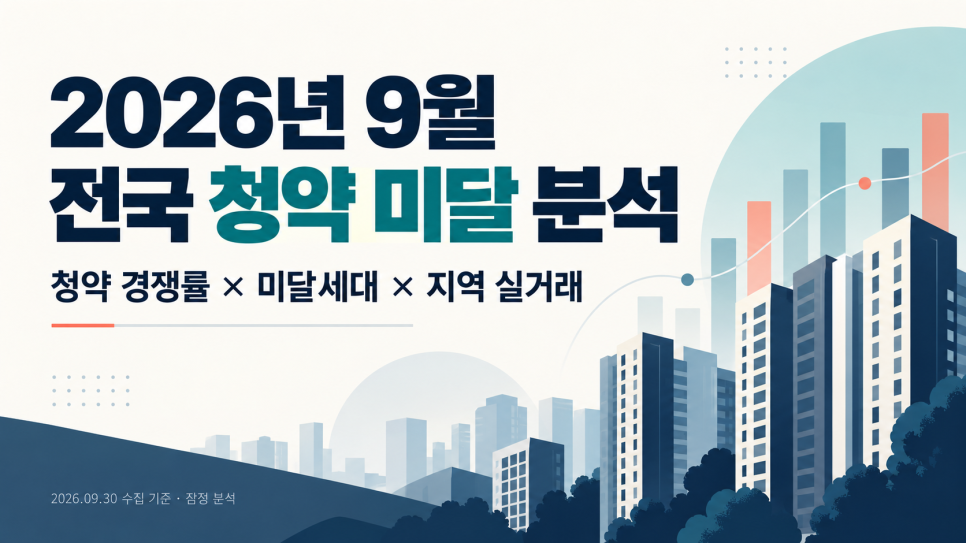 2026년 9월 청약 미달 분석, 천안 3곳과 여주·수원은 달랐다 대문 이미지