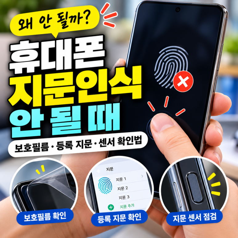 휴대폰 지문인식 안 될 때|보호필름·등록 지문·센서 확인법 관련 이미지