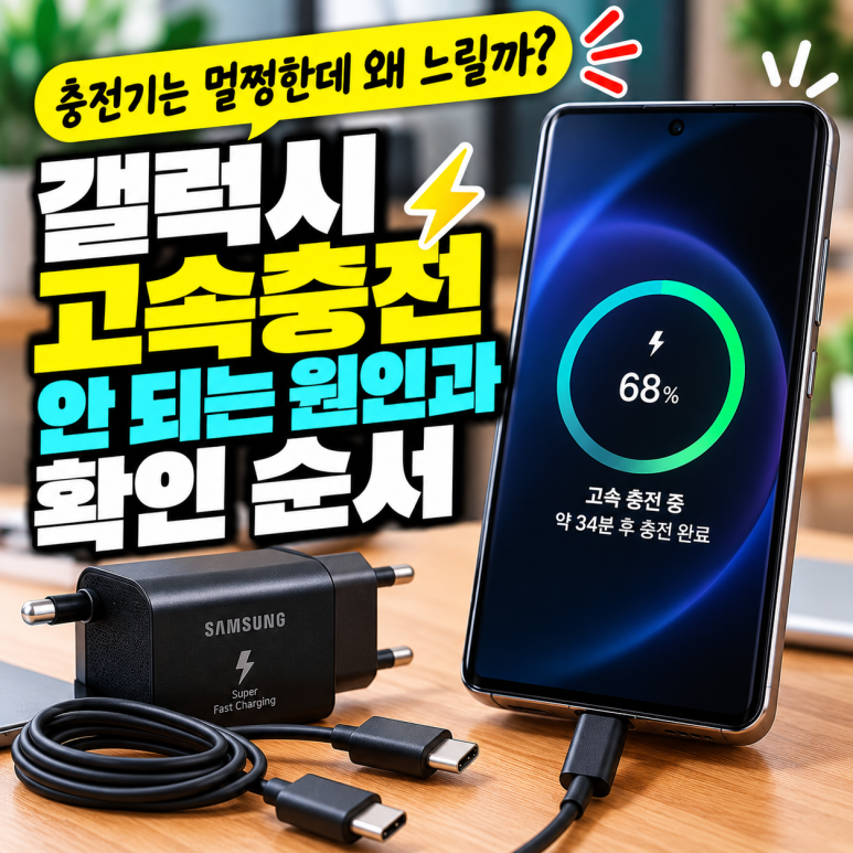갤럭시 충전이 느릴 때|고속충전 안 되는 원인과 확인 순서 관련 이미지