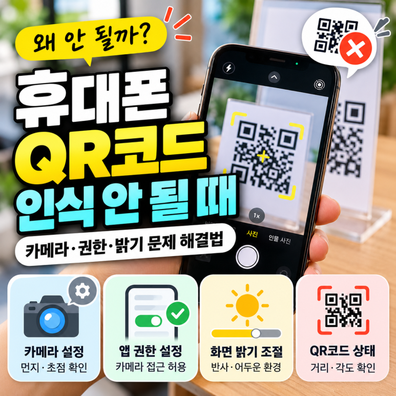 휴대폰 QR코드 인식 안 될 때|카메라·권한·밝기 문제 해결법 관련 이미지