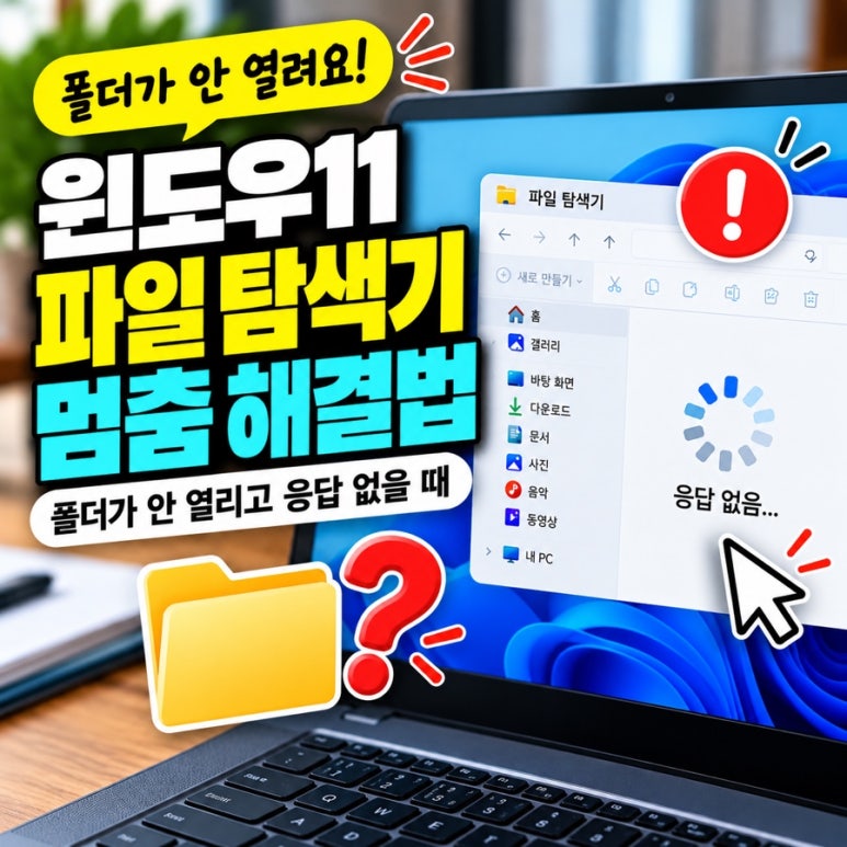 윈도우11 파일 탐색기 멈춤 해결법|폴더가 안 열리고 응답 없을 때 관련 이미지