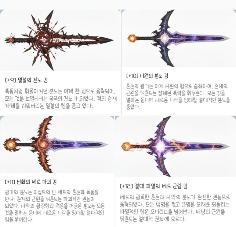 요즘 빠진 카카오톡 플레이봇: 검키우기 도감 만들기 - (1) 검 56종 모음 : 네이버 블로그