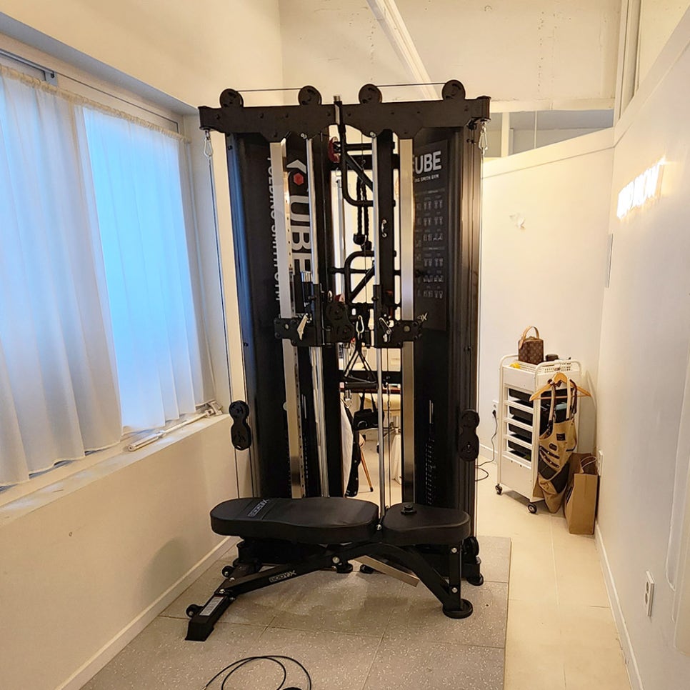 2026년 2월 12일 홈짐 실내 헬스운동기구 설치 - 바디엑스 폴딩 큐브 스미스머신 90kg, 듀로 유틸리티 벤치 BK ...