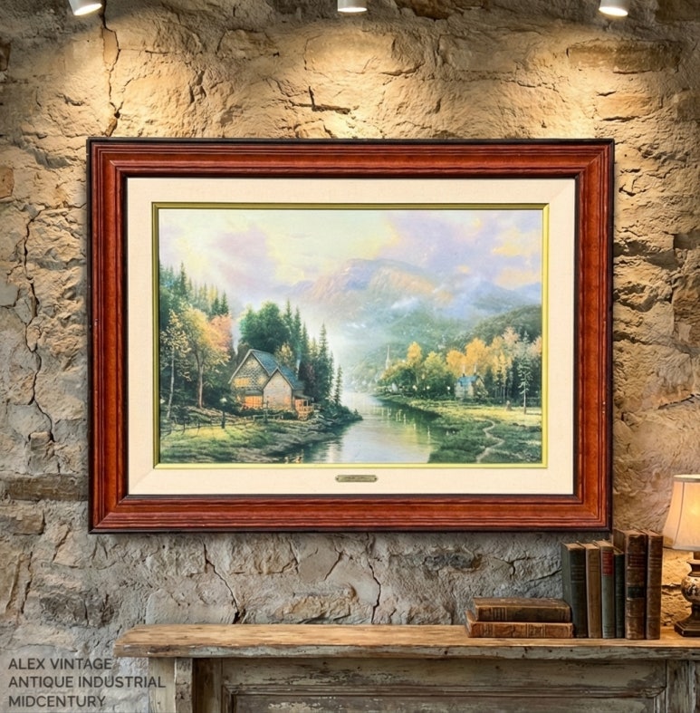 토마스 킨케이드 Simpler Times I 빈티지 대형 아트 프레임 Thomas Kinkade Simpler Times I ...