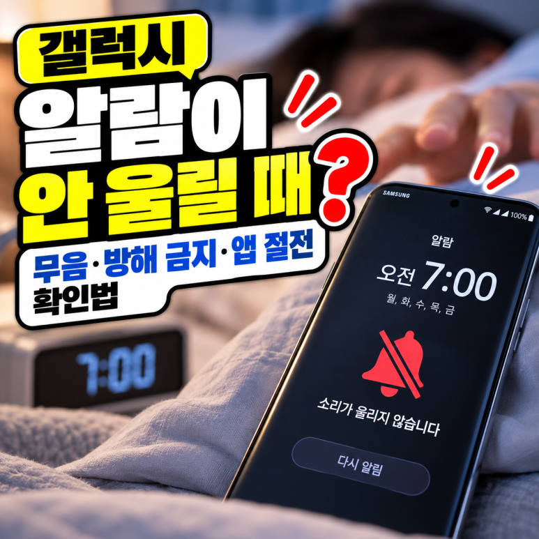 갤럭시 알람이 안 울릴 때|무음·방해 금지·앱 절전 확인법 관련 이미지