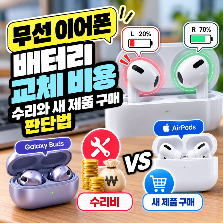 무선 이어폰 배터리 교체 비용|수리와 새 제품 구매 판단법 관련 이미지