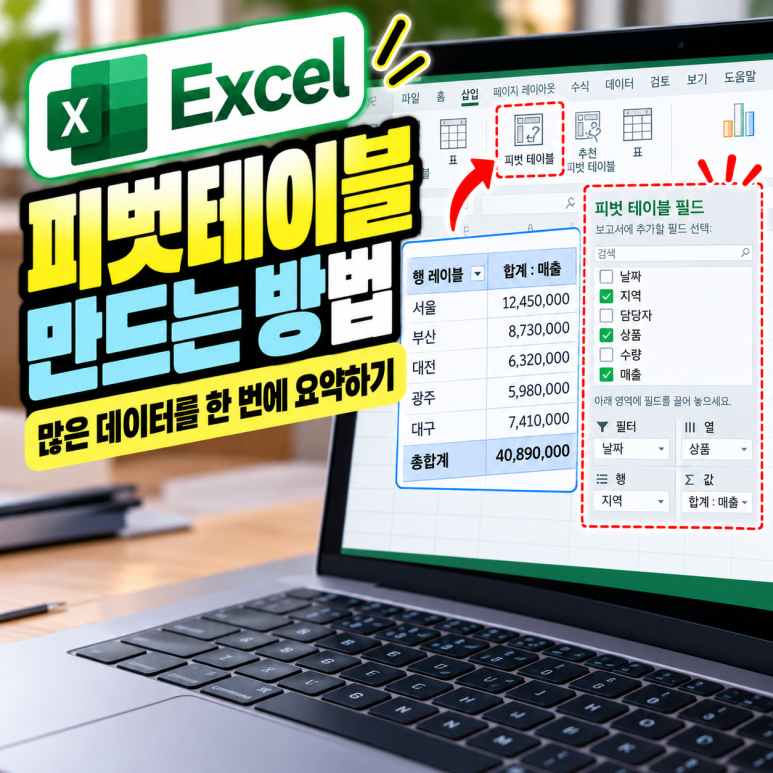 엑셀 피벗테이블 만드는 방법|많은 데이터를 한 번에 요약하기 관련 이미지