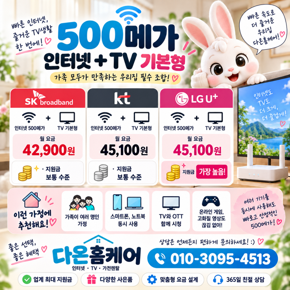 인터넷가입 사은품많이주는곳, 현금지원부터 KT SK LG 요금 비교까지