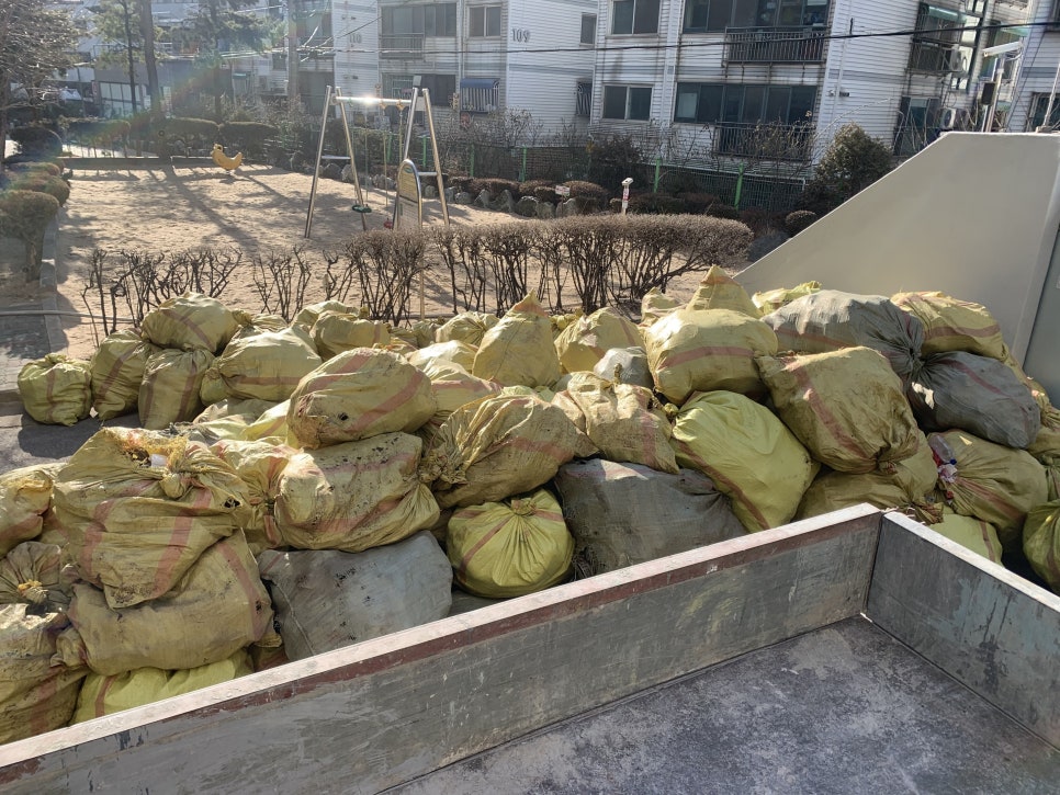 광명 폐기물 처리 작업 사례, 철산동 아파트 마대 폐기물 1톤·2.5톤 차량 배차