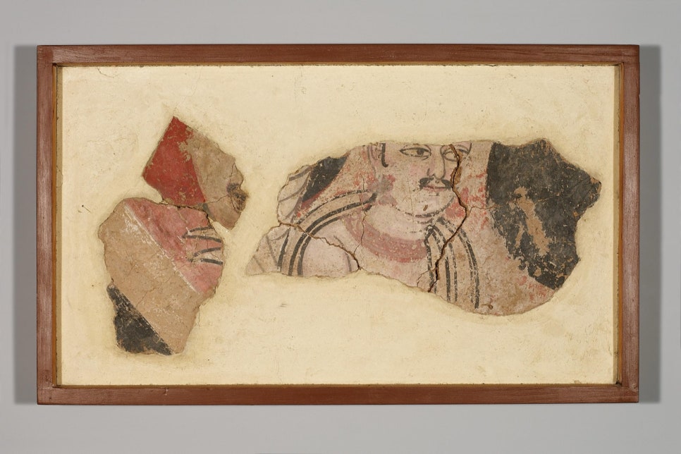 Miran temple mural showing a jewelled prince, an elephant and attendants