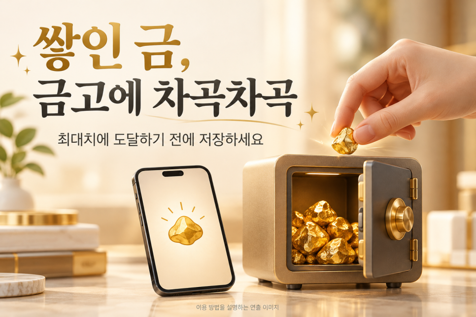 모인 금을 금고에 저장하는 이용 방법을 표현한 이미지