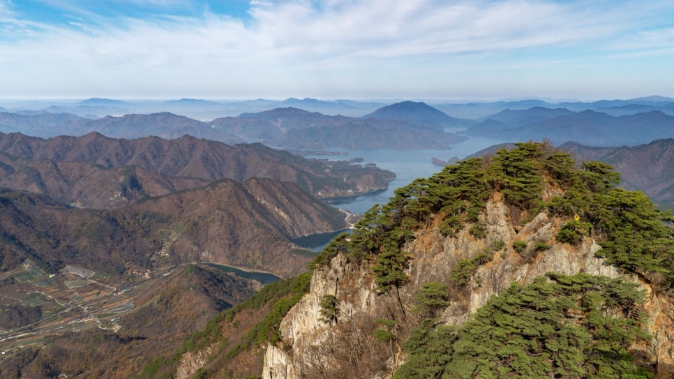 Layer upon layer of Woraksan ridges with Chungju Lake in the distance
