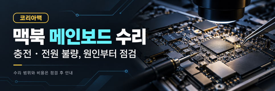 맥북 메인보드 수리, 충전도 전원도 안 될 때 코리아맥 수리 사례